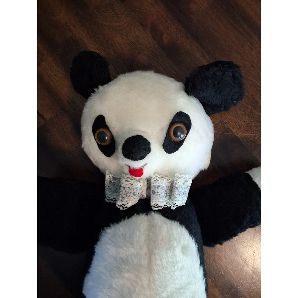 Vintage Mid Century Jointed Panda Bear Plush Toy GVC